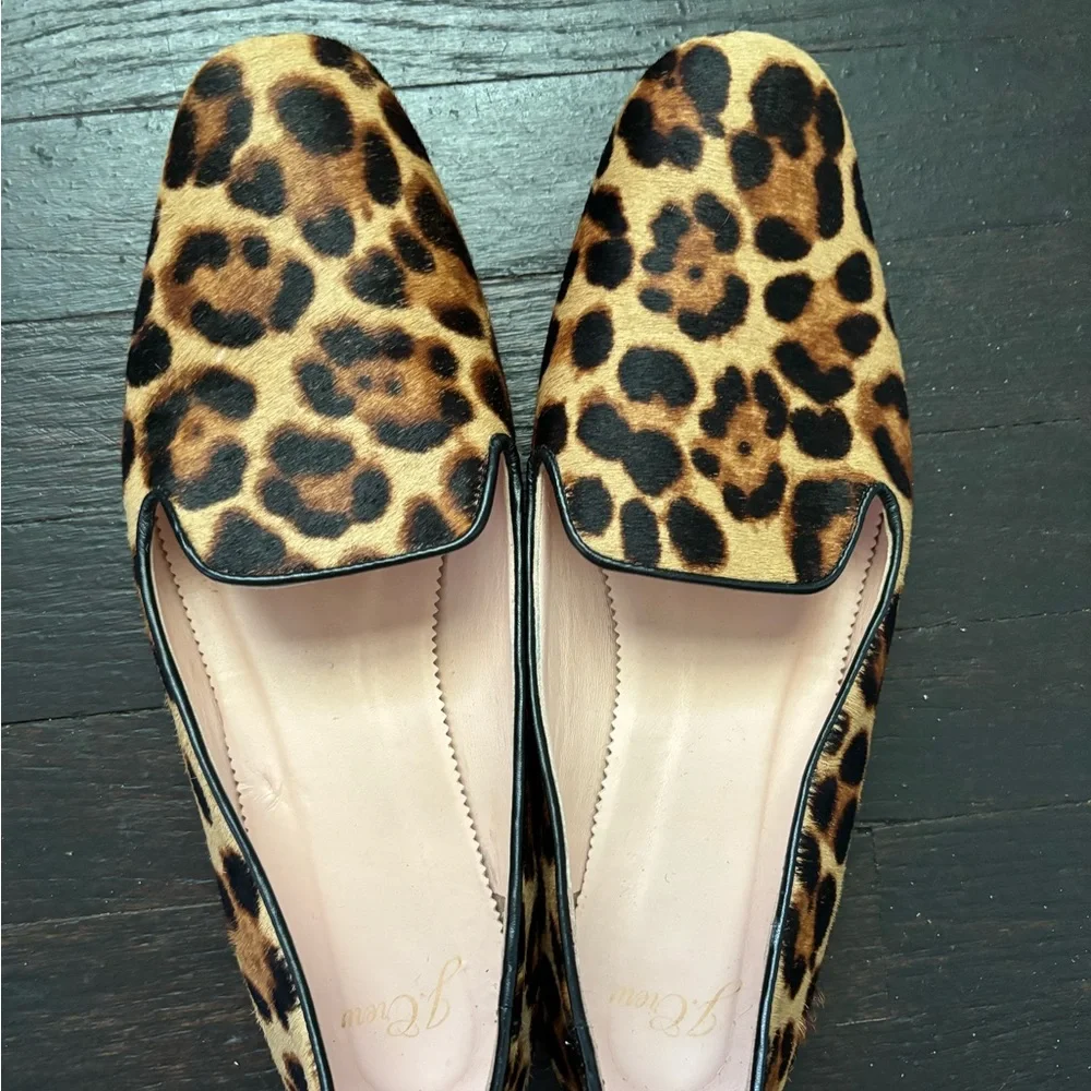 Jcrew leather Leopard Print Women's Loafers - Picture 1 of 8